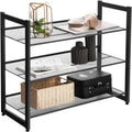 SONGMICS Raft de depozitare pantofi pe 3 niveluri, metal, rafturi plate sau unghiulare reglabile, 31x74x63cm, negru