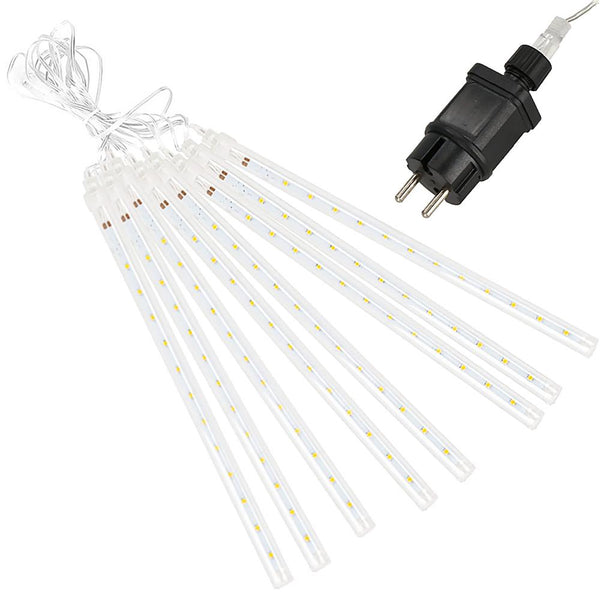 (DL) Instalatie de Craciun, 8 tuburi, 30cm, 144 LED, ploaie de meteoriti, galben