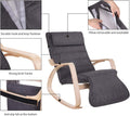 SONGMICS Scaun balansoar din lemn, suport picioare reglabil, maxim 150kg, 67x115x91cm, gri inchis