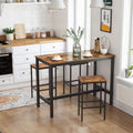 VASAGLE Set 2 scaune bar inalte, sezut dreptunghiular, cadru din otel, 40x30x65cm, stil industrial, maro rustic si negru