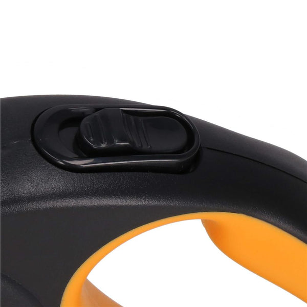 Lesa automata retractabila, pentru rase mari pana la 50kg, 500 cm, negru portocaliu