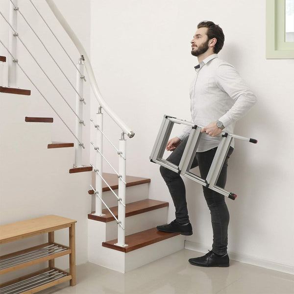 SONGMICS Scara dubla din aluminiu, multifunctionala, sarcina 150kg, cu 3 trepte, 59x44x62cm