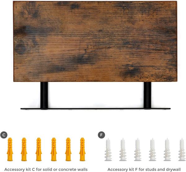 VASAGLE Raft de perete suspendat plutitor, MDF, sistem montare inclus, 80x20x4cm, vintage maro