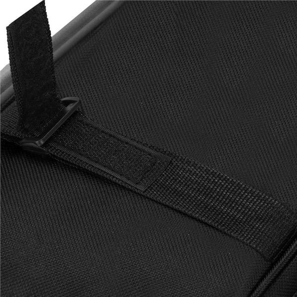 Geanta portbagaj bicicleta, 1 compartiment si 3 buzunare laterale, 40x20x17cm, negru cu elemente reflectorizante gri