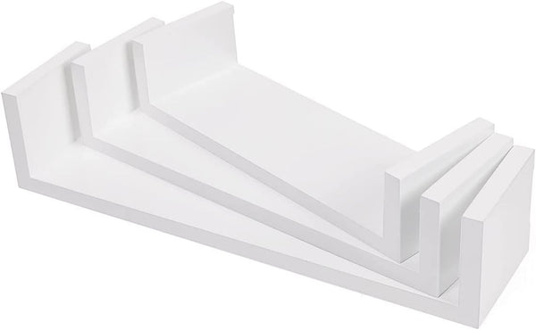 SONGMICS Rafturi plutitoare de perete, set 3 bucati, MDF, 30, 35 si 40 cm, alb