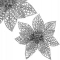 Set 10 ornamente pentru bradul de Craciun, stea Poinsettia, 10cm, argintiu