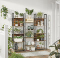 VASAGLE Biblioteca cu 14 rafturi din lemn, cadru metalic, 24x158x166cm, stil industrial, maro rustic si negru