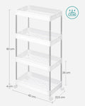 SONGMICS Carucior de depozitare mobil cu roti, pe 4 niveluri, 40x22x87 cm, alb