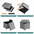 SONGMICS Taburet pliabil cu sezut moale, spatiu de depozitare, maxim 300kg, 38x38x40cm, gri