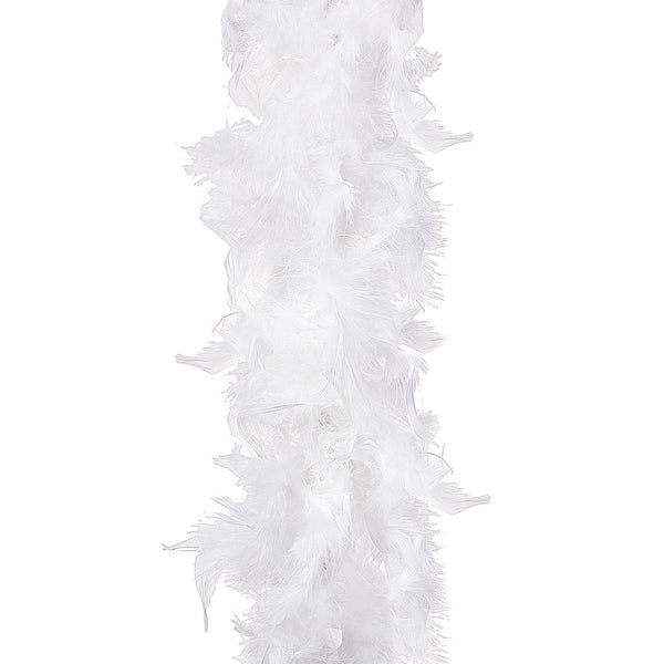 Ghirlanda pentru decor sau bradul de Craciun, model puf si pene, alba, 600cm