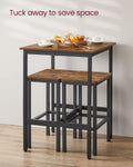VASAGLE Set masa si scaune de bar, masa 60x60x90cm si 2 scaune 30x40x65cm, stil industrial, maro rustic