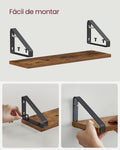 VASAGLE Raft de perete, set 3 bucati 30cm, 35cm si 40cm, 2 moduri de montare, maro rustic si negru