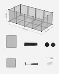 SONGMICS Tarc pentru animale de companie, din plastic, DIY, configurabil, 143x73x46cm, gri