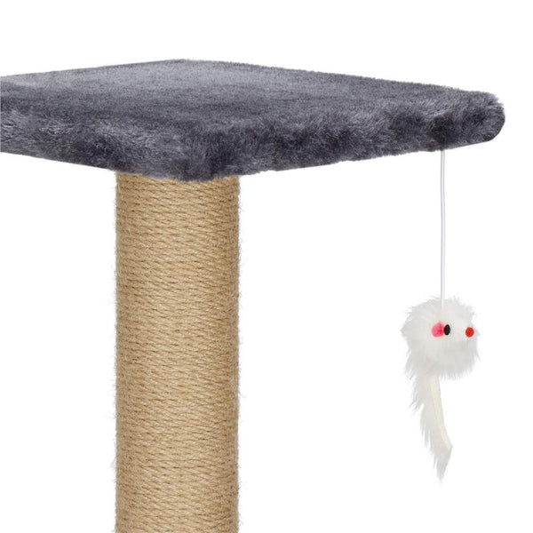 Ansamblu de joaca pentru pisici, cu loc pentru zgariat, ascuns, platforma, 62cm, gri inchis