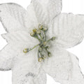 Set 10 ornamente pentru bradul de Craciun, stea Poinsettia, 13cm, gri argintiu