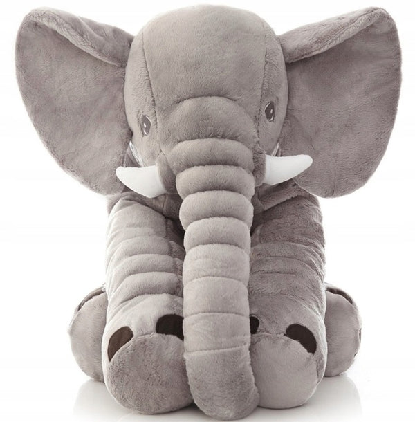 Jucarie plus elefant, tip perna, lavabila, umplutura hipoalergenica, pentru copii si adulti, 60 cm, gri