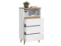 Comoda biblioteca Norge 03 cu 3 sertare si raft deschis, 65x37x119 cm, alb si stejar craft