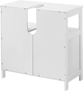 VASAGLE Dulap baie 60x30x60 cm, 2 usi, compartiment deschis, stil scandinav, alb mat