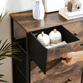 SONGMICS Comoda cu 5 sertare 56x30x89 cm, cadru metalic si blat MDF, manere lemn, maro rustic si negru