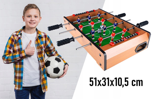 Joc fotbal de masa din lemn, cu contor goluri, 51x31x11 cm