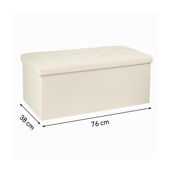 Taburet dublu pliabil Atmosphera Lysandre, MDF si poliester, 76x38x38 cm, bej
