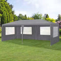 Cort de gradina 300x600 cm, 6 pereti detasabili cu ferestre si usa, structura metalica, PE impermeabil, gri