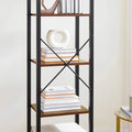 VASAGLE Raft cu 5 etaje, tip biblioteca, cadru metal si polite lemn, 40x30x153cm, industrial, maro rustic si negru