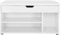 VASAGLE Pantofar cu banca, capitonata, 3 compartimente, sarcina 150 kg, 30x80x44cm, modern, alb