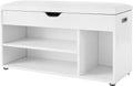 VASAGLE Pantofar cu banca, capitonata, 3 compartimente, sarcina 150 kg, 30x80x44cm, modern, alb