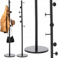 Cuier hol metalic 174 cm, design minimalist, negru
