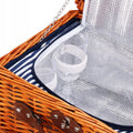 Cos de picnic echipat pentru 2 persoane Deluxe, din rachita, cu vesela si tacamuri, frigorific