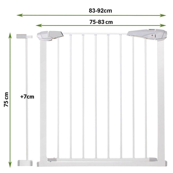 Poarta de siguranta Safety Gate pentru scari, ajustabila 83-92 cm, din otel, alba
