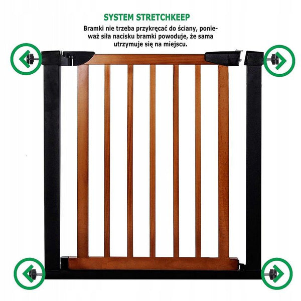 Poarta de siguranta Safety Gate pentru scari, ajustabila 90-96 cm, din otel si lemn, negru maro