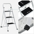 SONGMICS Scara pliabila cu 3 trepte, sarcina 150 kg, otel, 47x75x105 cm, alb si negru