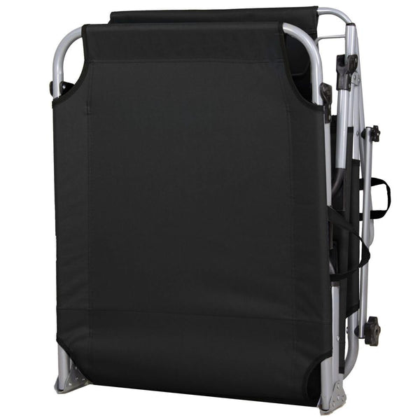 Sezlong pliabil cu parasolar, 188x57x38cm, sarcina 120kg, gri antracit