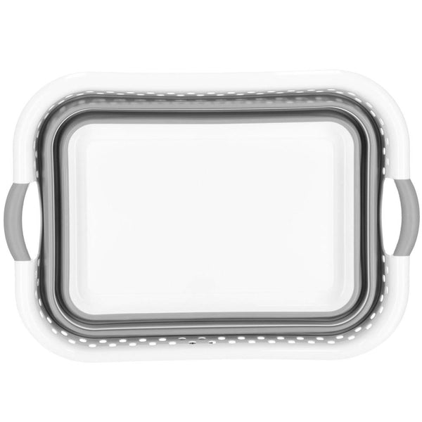 Cos de rufe pliabil tip lighean, cu manere, din plastic si silicon, 53x38x24cm, 24litri, gri