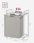 VASAGLE Cos de rufe, sac de rufe detasabil, raft, cadru metalic, 65L, 50x33x72 cm, alb