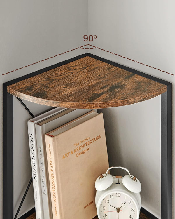 VASAGLE Biblioteca de colt cu 5 etaje, cadru metalic, stil industrial, 30x30x160 cm, maro rustic