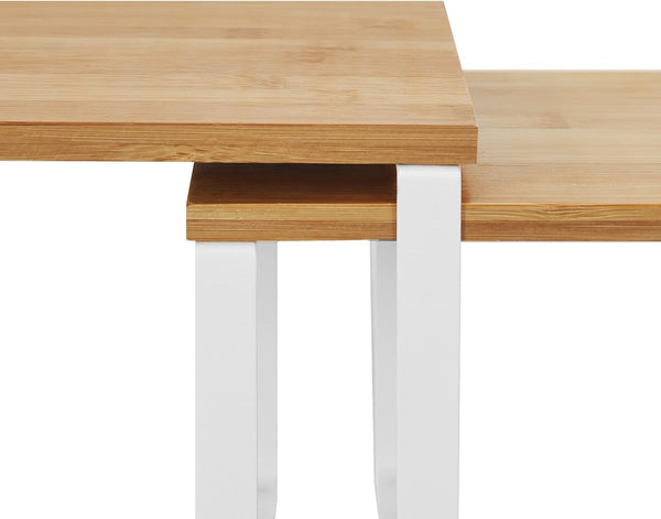 SONGMICS Set 2 rafturi de bucatarie suprapozabile, pentru ustensile sau condimente, 20x30x16cm, natur si alb