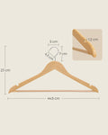 SONGMICS Set de 10 umerase din lemn, cu bara anti-alunecare pentru pantaloni, carlig pivotant la 360°, 45cm, natur