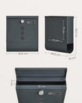 SONGMICS Cutie postala de exterior, pentru gard sau perete, din otel zincat, cu incuietoare, 31x10x34cm, gri