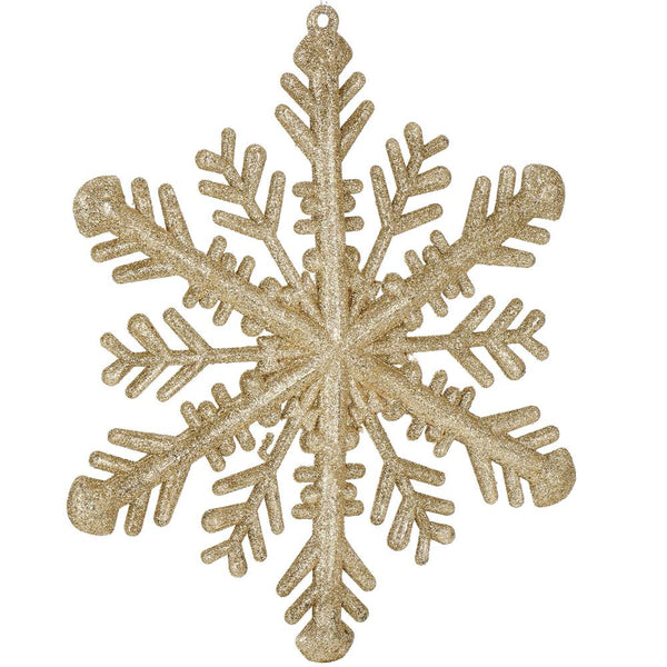 Decoratiune brad fulg de zapada, 30cm, auriu cu sclipici