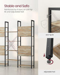 VASAGLE Biblioteca cu 14 rafturi din lemn, cadru metalic, 24x158x166cm, stil industrial, stejar si negru