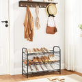 SONGMICS Raft de depozitare pantofi, din metal, pe 3 niveluri, cu rafturi unghiulare reglabile, 28x69x50cm, negru