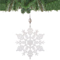 Decoratiune brad fulg de zapada, 13cm, alb cu sclipici