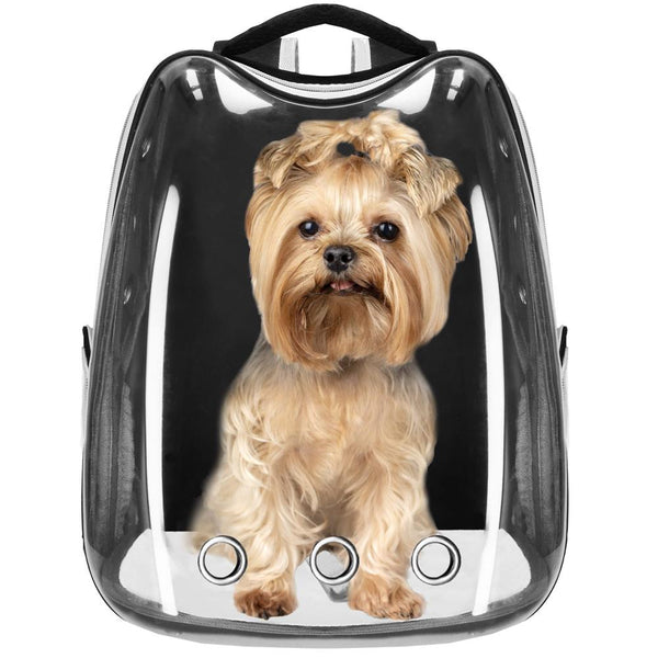 Rucsac transport animale talie mica-medie, maxim 12 kg, hublou panoramic transparent, buzunare laterale, negru