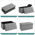 SONGMICS Taburet pliabil cu sezut moale, spatiu de depozitare 80litri, maxim 300kg, 76x38x38cm, gri