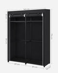 SONGMICS Garderoba pentru depozitarea hainelor, din material textil, cu 2 bare pentru umerase, 43x140x174cm, negru