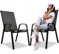 Set 2 scaune de gradina cu cadru metalic, stivuibile, 55x72x96cm, negru