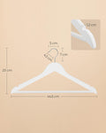 SONGMICS Set de 20 umerase din lemn, cu bara anti-alunecare pentru pantaloni, carlig pivotant la 360°, 45cm, alb